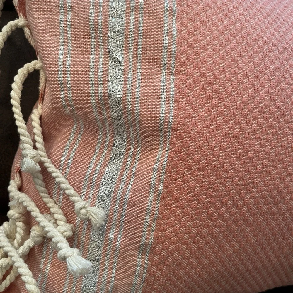 Devi Designs Throw Pillow Feather Filled Cotton Cover Nautical‎ Coral Beachy
